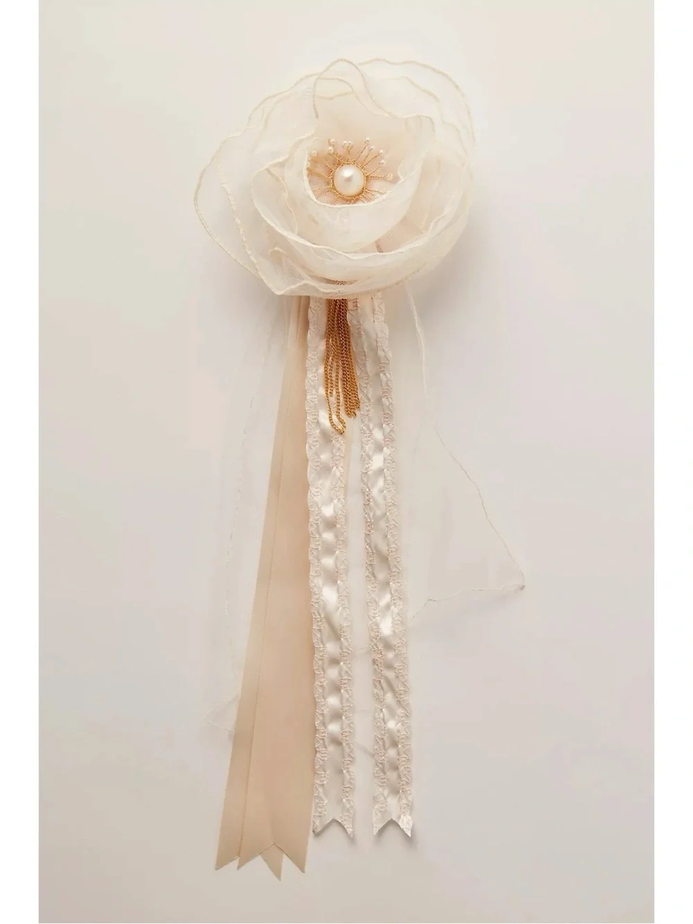 Free People Curried Myrrh Chiara Rosette Clip Ivory NWT Ethereal Victorian Bride